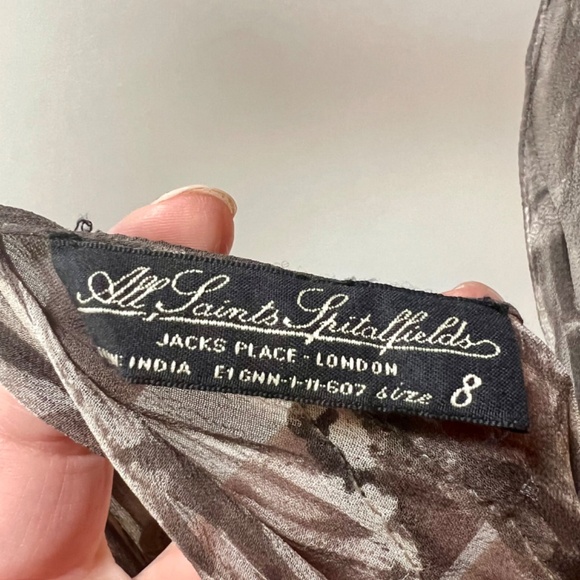 ALLSAINTS Elena SILK Metallic BEADED SEQUIN chocolate Cowl Tank Top Sz US4/UK8 - Picture 6 of 7